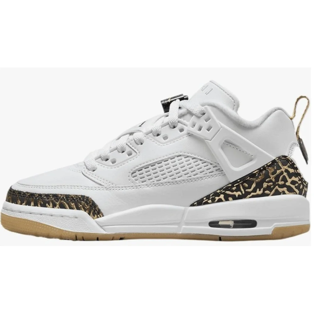 Nike‎ Boy's Jordan Spizike Low (white, black, metallic gold) Size 5.5
